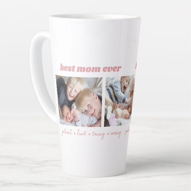 Tasse Latte Meilleur Collage photo de Maman (Angle gauche)