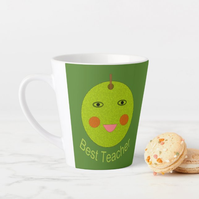 Tasse Latte Meilleur enseignant Happy Apple (En situation)