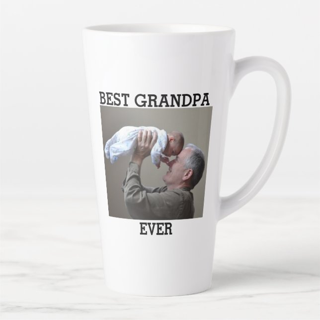 Tasse Latte Meilleur Grand-Père Jamais Photo Personnalisée Cré (Droite)