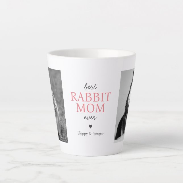 Tasse Latte Meilleur lapin Maman Jamais Photo Collage avec tex (Devant)
