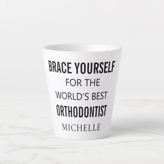 Tasse Latte Meilleur Orthodontiste Nom Professionnel Personnal (Devant)