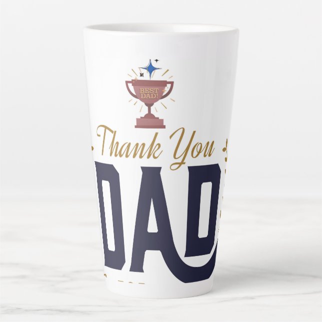 Tasse Latte Meilleur Papa – Conception Merci (Devant)