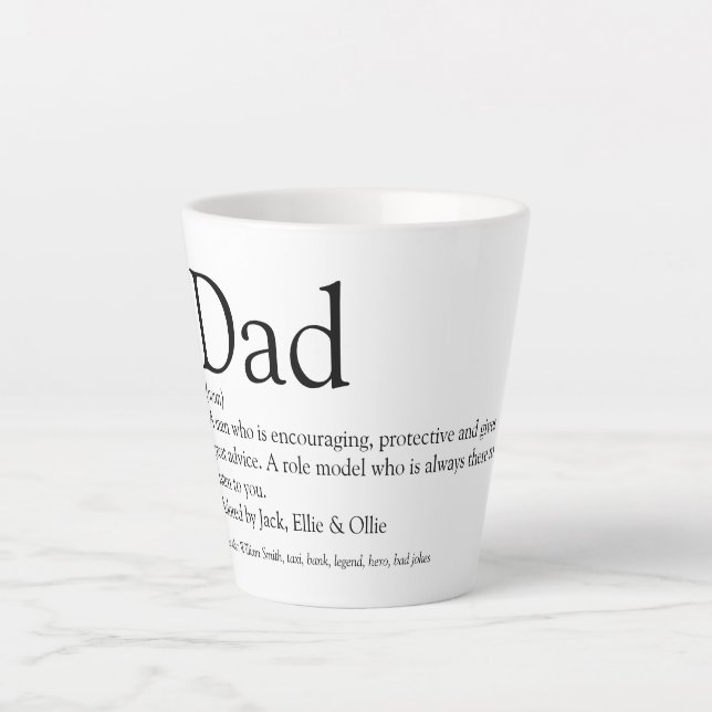 Tasse Latte Meilleur Papa, Daddy, Père Définition (Devant)