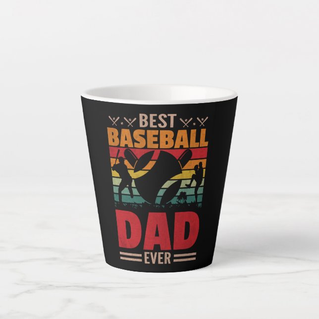 Tasse Latte Meilleur papa de baseball (Devant)