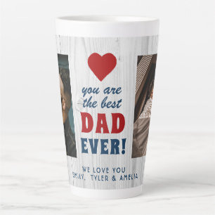 Tasse Latte Meilleur Papa de Tous les Temps Bois Rustique Cœur