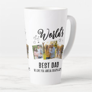 Tasse Latte Meilleur Papa du Monde Collage Personnalisé de 3 P