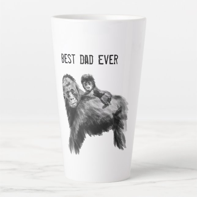 Tasse Latte Meilleur papa jamais gorille avec bébé (Devant)