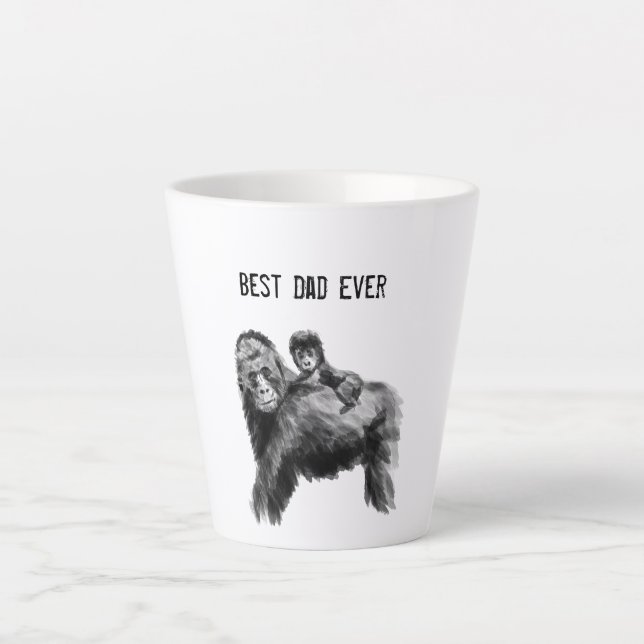 Tasse Latte Meilleur papa jamais gorille avec bébé (Devant)