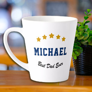 Tasse Latte Meilleur Papa Personnalisé Texte Étoiles Dorées Pe