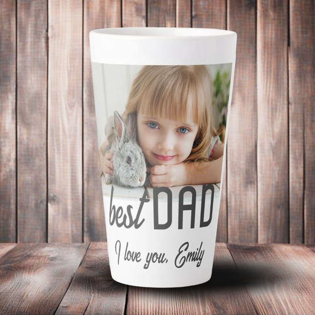 Tasse Latte Meilleur papa Photo Fête du Père (Créateur téléchargé)