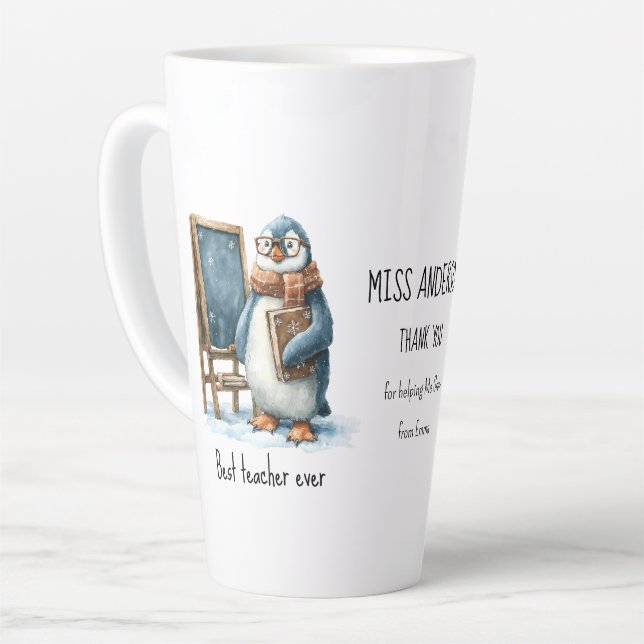 Tasse Latte Meilleur Professeur Jamais Conception de Manchot d (Angle gauche)
