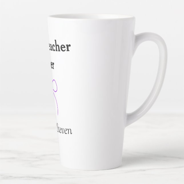 Tasse Latte Meilleur professeur jamais ruban violet nom appréc (Droite)