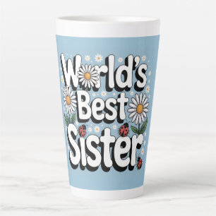 Tasse Latte Meilleur Soeur du Monde Graphique : Daisy Rétro &