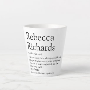 Tasse Latte Meilleure définition d'ami amusant noir et blanc