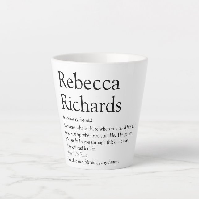 Tasse Latte Meilleure définition d'ami amusant noir et blanc (Devant)