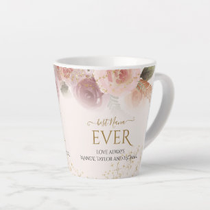 Tasse Latte Meilleure étoile d'or florale rose rose et rose d