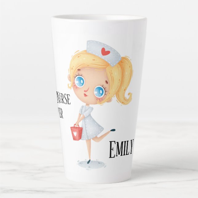 Tasse Latte Meilleure Infirmière Ever (Devant)