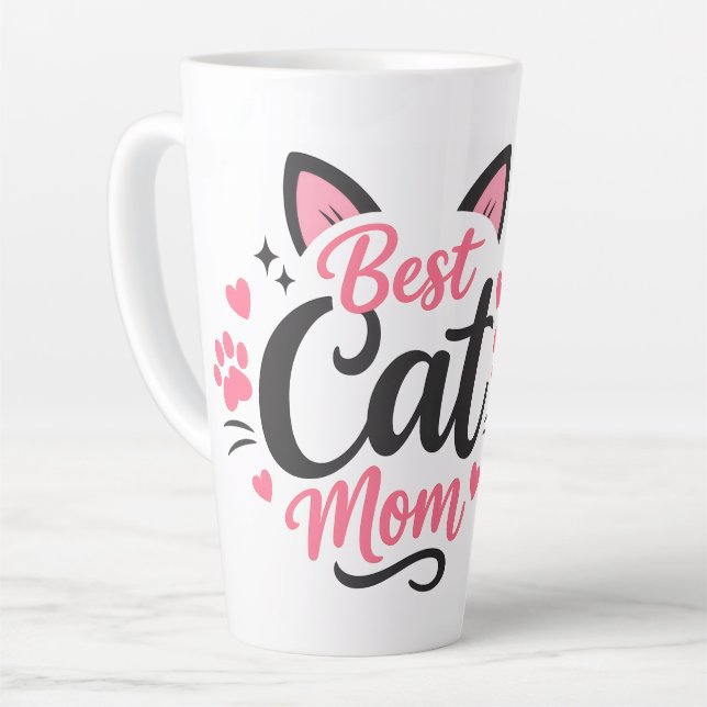 Tasse Latte Meilleure maman de chat (Angle gauche)