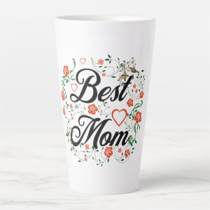Tasse Latte Meilleure Maman Design Floral Élégant