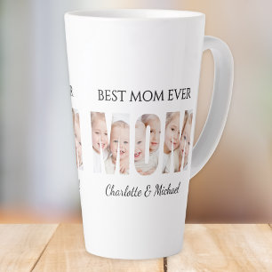 Tasse Latte Meilleure Maman Ever 3 Photos Lettres Découpées