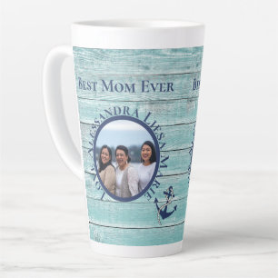 Tasse Latte Meilleure maman jamais bois Turquoise Nautique Mar