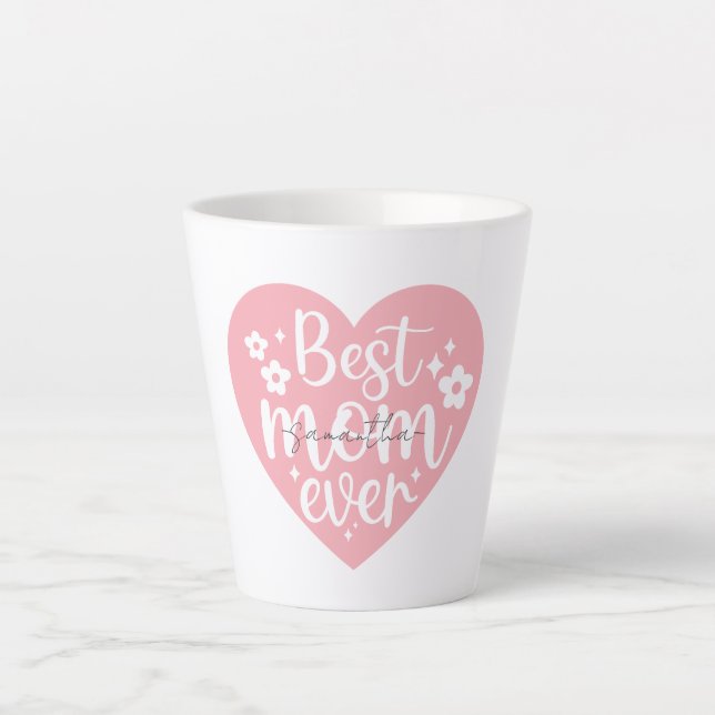 Tasse Latte Meilleure maman jamais - Coeur (Devant)
