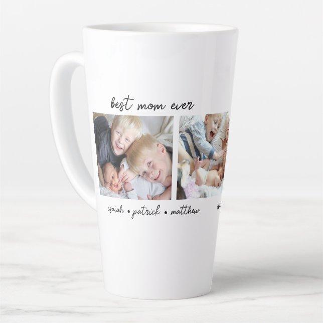 Tasse Latte Meilleure maman jamais enfants noms (Angle gauche)