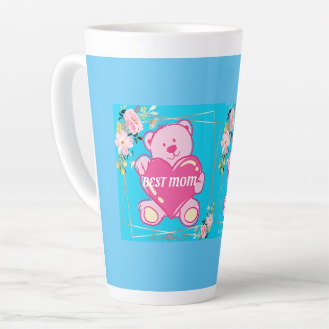 Tasse Latte Meilleure maman Jamais Floride Pink Teddy Bear Flo (Angle gauche)