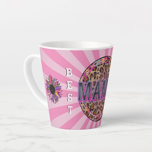 Tasse Latte Meilleure maman jamais Personnaliser Floral (Angle gauche)