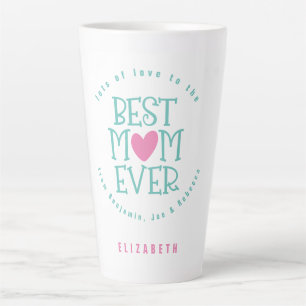 Tasse Latte Meilleure maman Maman Jamais Nom Typographie rose 
