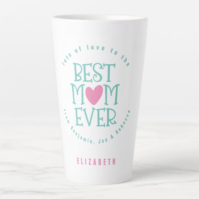 Tasse Latte Meilleure maman Maman Jamais Nom Typographie rose  (Devant)