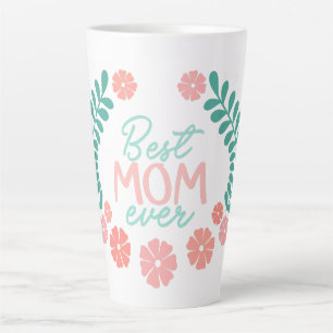 Tasse Latte Meilleure maman qui soit texte dans un cadre flora