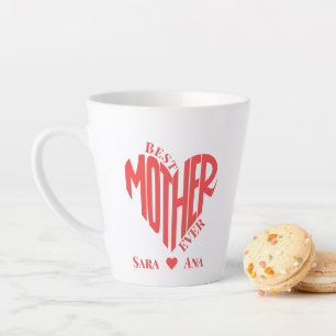 Tasse Latte Meilleure Mère Jamais Coeur Photo - Cadeau Personn