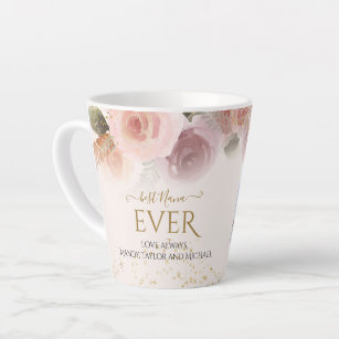 Tasse Latte Meilleure photo en or de la floraison rose noire d