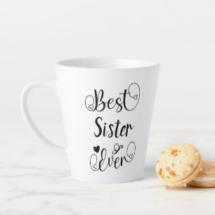Tasse Latte Meilleure Soeur Jamais Typographie Script Mignonne