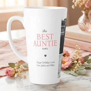 Tasse Latte Meilleure Tante Citation Personnalisée Collage Pho