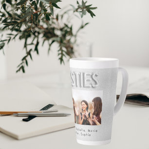 Tasse Latte Meilleurs amis argent photo besties
