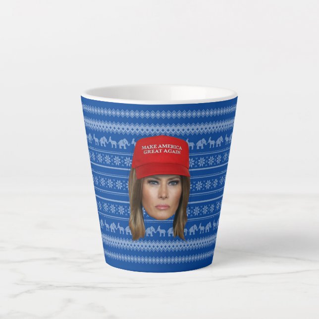 Tasse Latte Melania Trump MAGA Noël (Devant)