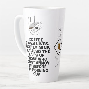 Tasse Latte Mème "Le café sauve des vies"   Citation drôle per