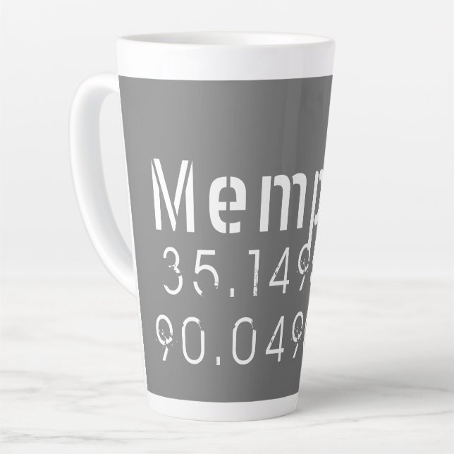 Tasse Latte Memphis Tennessee Latitude de longitude (Angle gauche)