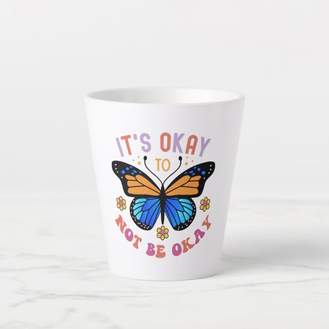 Tasse Latte Mental Health Awareness Monarch Butterfly (Devant)