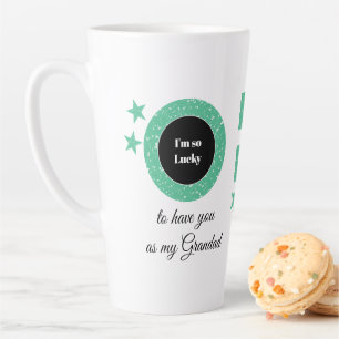 Tasse Latte Menthe blanche tellement chanceux Papy avec photo