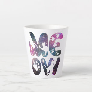 Tasse Latte Meow - Cute Cat Silhouettes et Empreintes de patte
