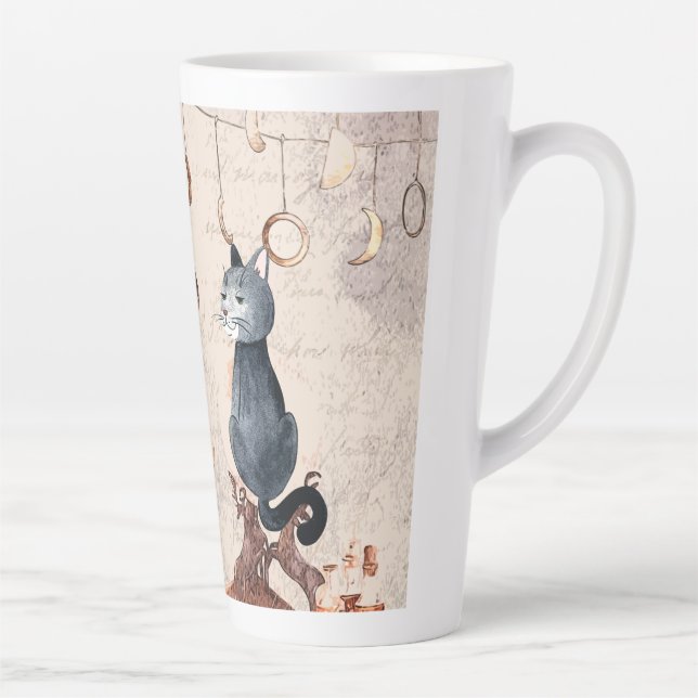 Tasse Latte Meow Cute Magic School Chat (Droite)