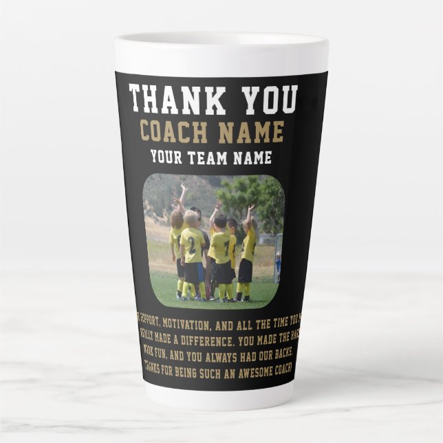 Tasse Latte Merci Coach avec Photo de l'équipe (Devant)