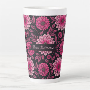 Tasse Latte Merci Maîtresse – Floral Élégant