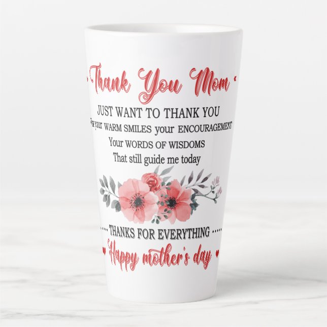 Tasse Latte Merci Maman Joyeuse fête des mères (Devant)