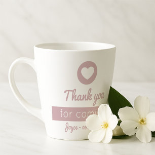 Tasse Latte Merci pour venir Soft rose Coeur mariage Faveur