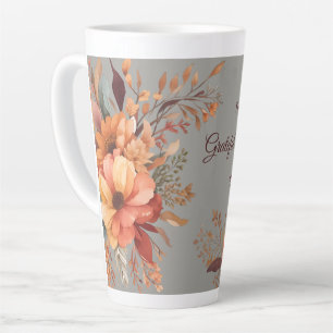 Tasse Latte Merci reconnaissant béni Floral Thanksgiving