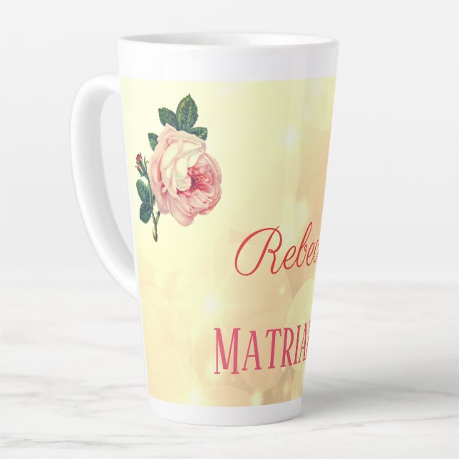 Tasse Latte Mère matriarche Rose personnalisée (Angle gauche)